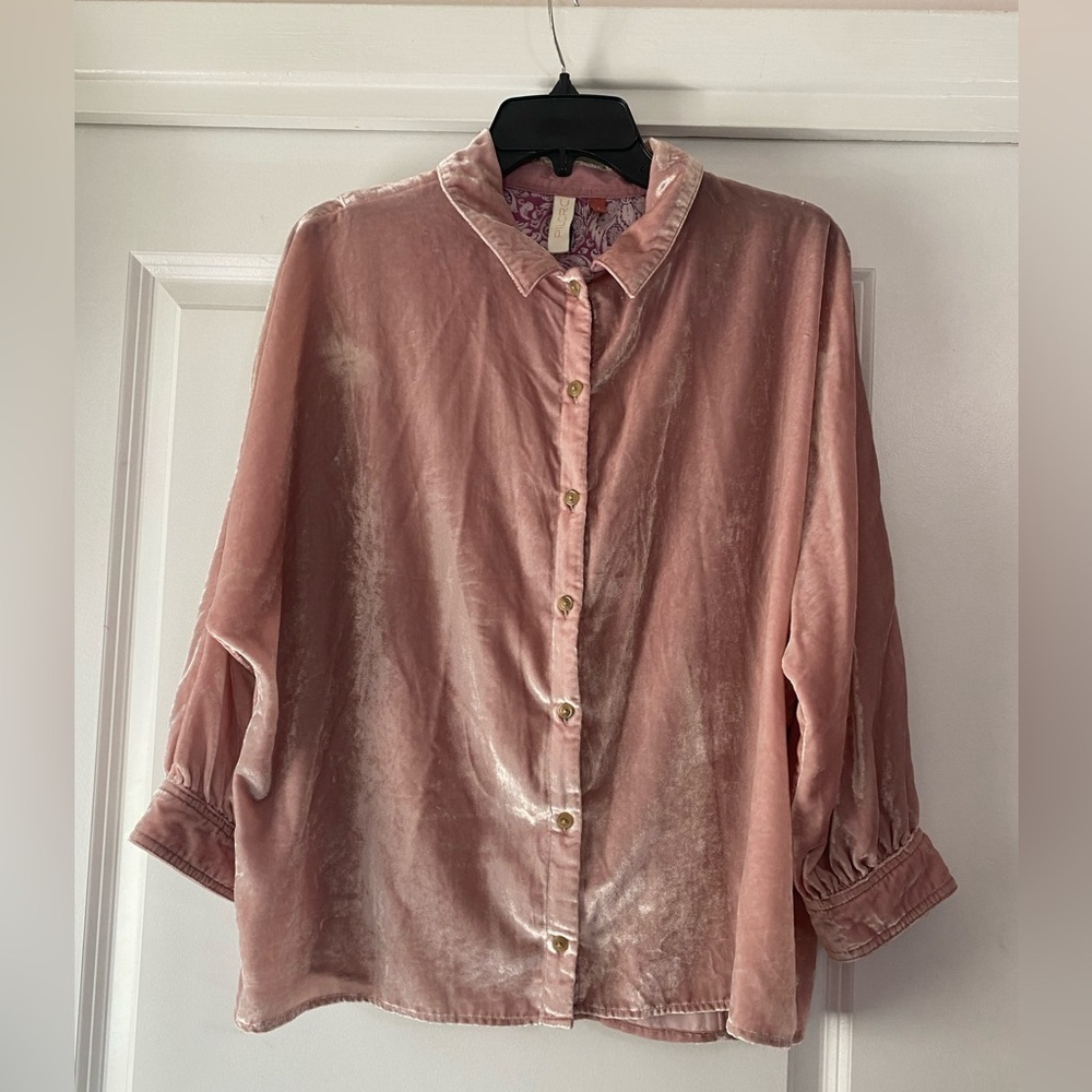 Anthropologie Pilcro Velvet Button Down Blouse